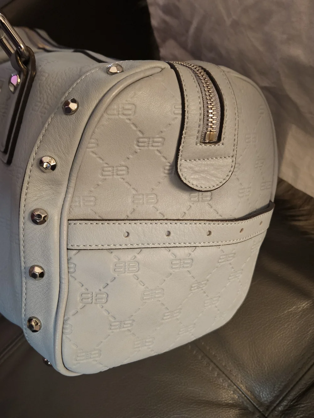 Balenciaga BB Vintage Monogram Leather Satchel
